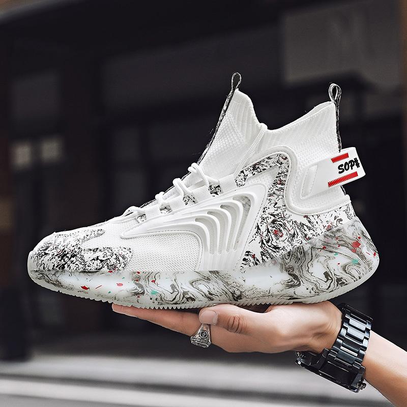 Мужская модная дышащая обувь большого размера с высоким берцем и сеткой