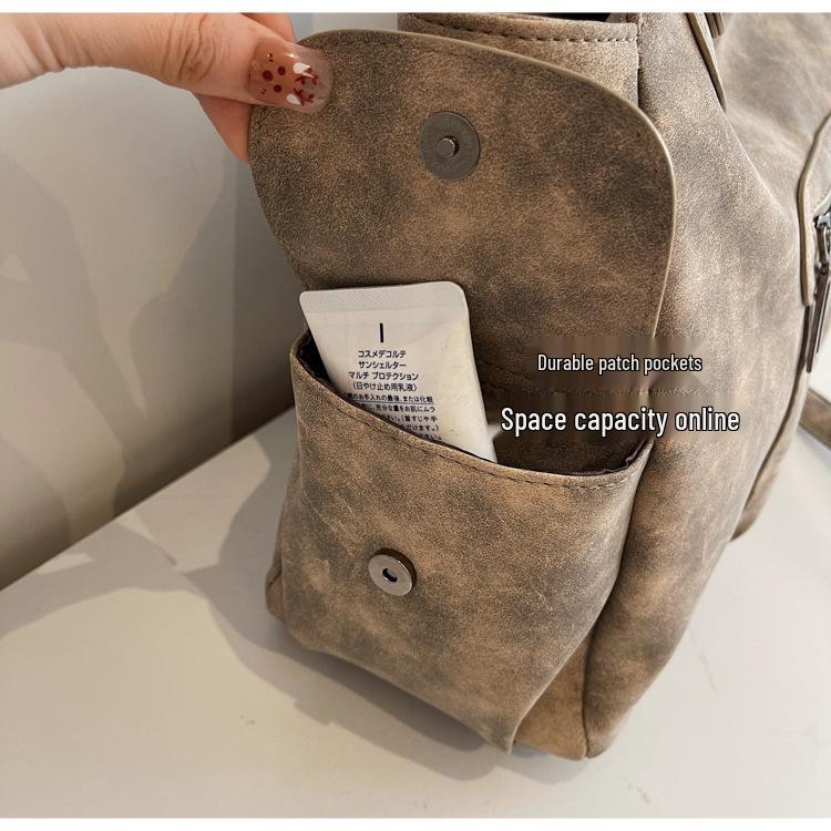 2025 Women's Retro Large-Capacity Frosted Tote, Shoulder, and Crossbody Bag