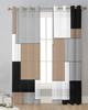 Brown Grey Patchwork Abstract Art Sheer Curtains for Living Room Decoration Window Curtains Kitchen Tulle Voile Organza Curtains