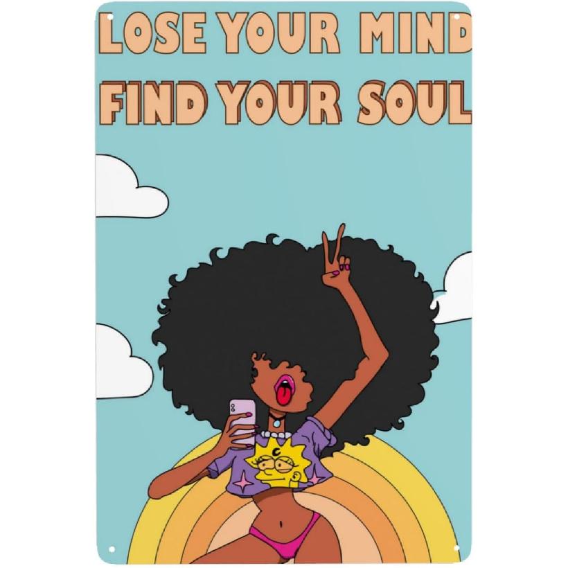 Syiomlis Vintage Lose Your Mind Find Your Soul Poster Mental Health Canvas Wall Art,Abstract Aesthetic Music Girl Print Painting Office Bedroom Wall