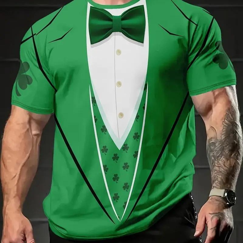 7XL Plus Size Летние модные повседневные спортивные мужские свободные футболки с круглым вырезом и принтом из двух частей с короткими рукавами