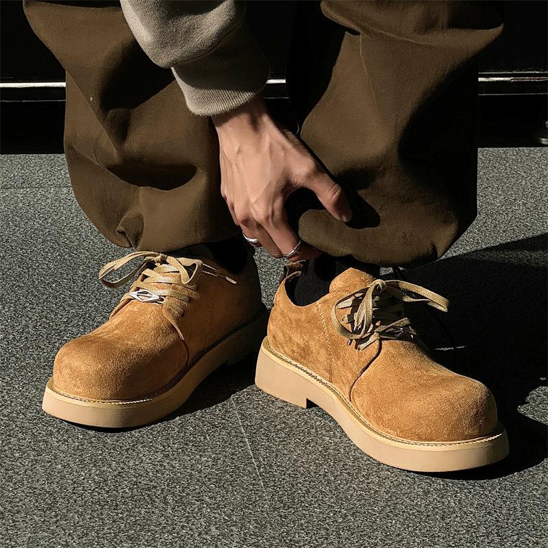 Мужские туфли дерби 2025 новые британские высококлассные универсальные мужские туфли на низком ходу, туфли на платформе, ретро туфли с большой головой