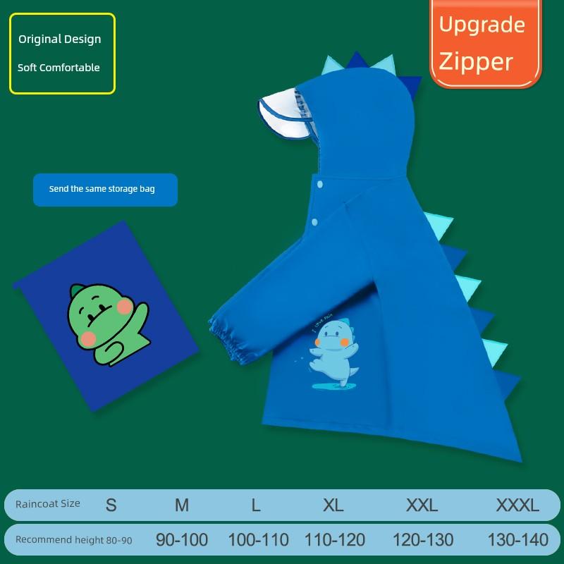 Kids Raincoat Boy Cartoon Dinosaur Body Long Poncho Kindergarten 2-8 Years Old Toddler Girl Raincoat Suit
