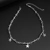 Серебристая necklace с пентаграммой-шипом для женщин мужчин Уличный Хип-хоп Звездные подвески Цепочка на ключицу Ювелирные изделия Подарки