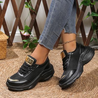 Женские кроссовки 2025 Новые летние на шнуровке на танкетке Повседневная обувь Женские удобные уличные противоскользящие кроссовки Женские Zapatos De Mujer