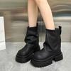 Punk Women Shoes Chelsea Platform Flats Ankle Boots Retro Fad Women Motorcycle Boots Winter New Chunky Gothic Botas Mujer