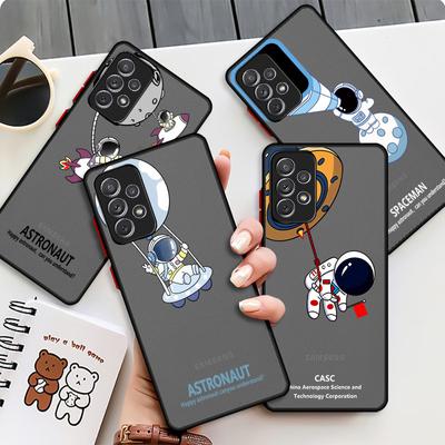 Милый мультяшный астронавт матовый чехол для Samsung Galaxy A52 A12 A51 A32 A21s A71 A32 5G A12 A22 A53 A70 A50 A30 жесткий чехол для телефона