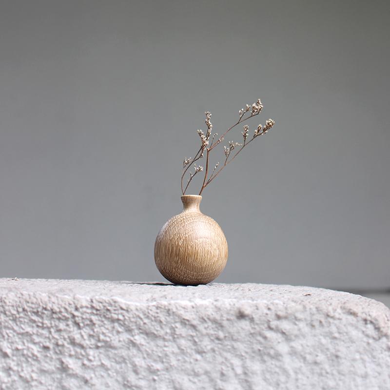 Wooden Flower Vase Natural Solid Wood Plants Flower Pot Art Vases Wedding Home Office Table  Decoration Crafts