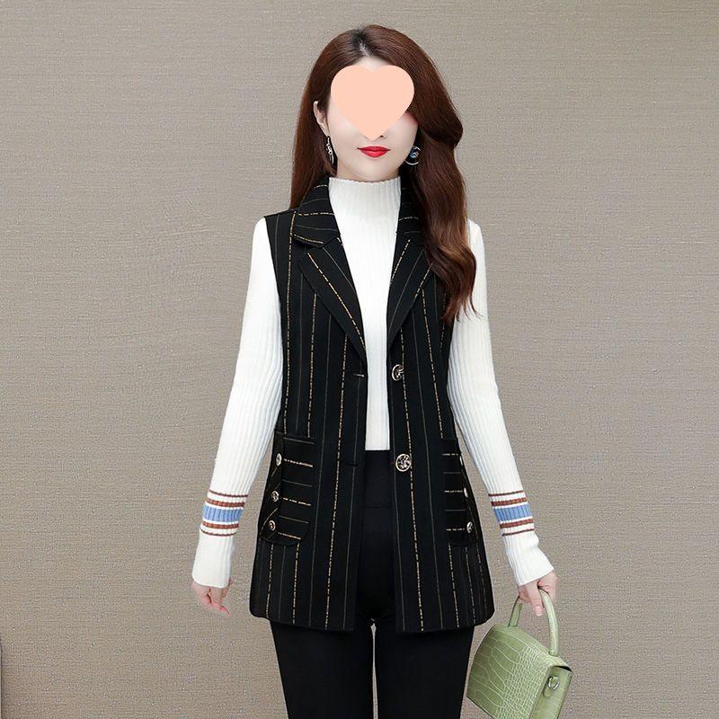 Флисовый жилет большого размера для женщин среднего и пожилого возраста - Стильный осенне-зимний костюмный воротник