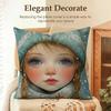 Cute Girl Winter Christmas Cushion Cover Natural Linen Organic Fabric DoubleSided Printing Sofa Home Decor Gift Pillow Case