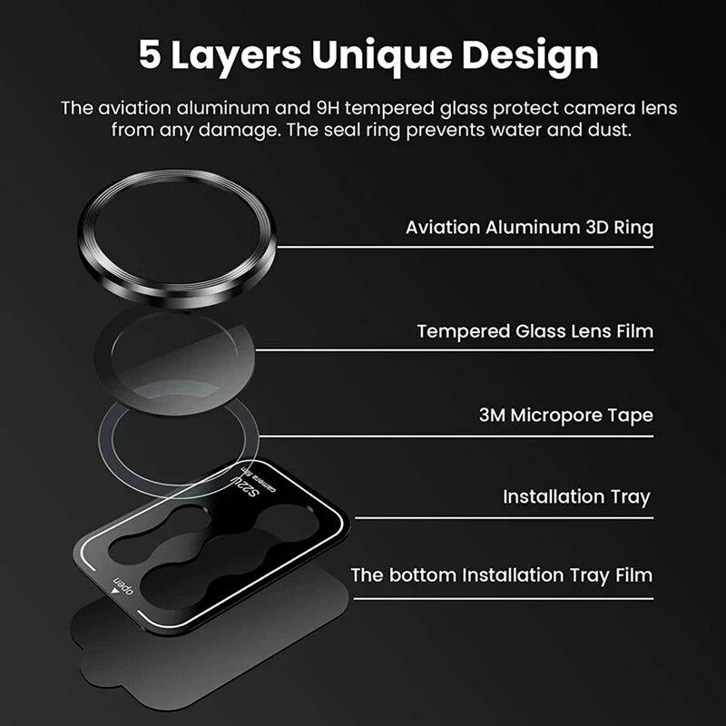 Защитное стекло для объектива камеры для Samsung S23 Ultra Plus, металлическое защитное кольцо для объектива с полным покрытием для Galaxy S22 Ultra, пленка для камеры