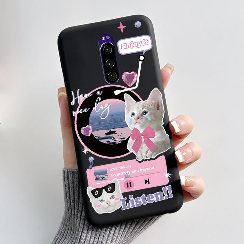 Милый Чехол Для Sony Xperia 1 / Xperia XZ4 Fundas Печатный Корпус Защитная Крышка Мягкий Силикон Мультяшный Черный Корпус Capa Coque