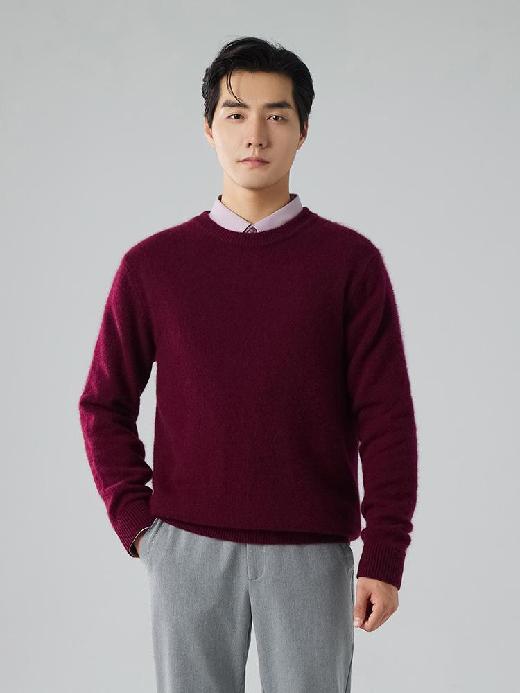 2025 crew neck cashmere sweater thickened solid color long-sleeved sweater knitted bottomed wool sweater