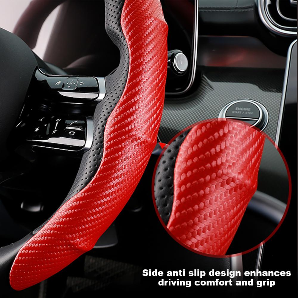 1Pair Car Steering Wheel Cover For Tesla Non-Slip Carbon Fiber 38CM Auto Steering Wheel Interior Decoration Accessories