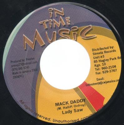 7-дюймовая пластинка LADY SAW - Mack Daddy NONE In Time Music 2004 Ямайка Регги, Ска и Даб Б/У