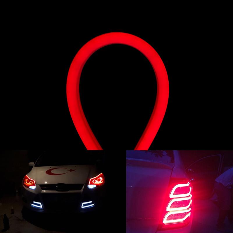 2 PCS Car LED Strip Lights Styling HeadLight DRL 12V 30CM 45CM 60CM Flexible Soft Tube Guide Turn Signal Daytime Running Lights