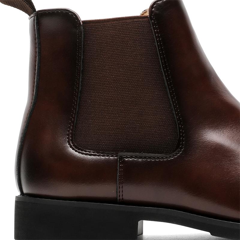 Реальная съемка Классические ботинки челси для мужских Черные Коричневые Заостренные Увеличивающие рост Туфли Повседневные для вечеринки Банкета Свадьбы