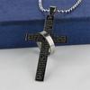 Men Stainless Steel Prayer Cross Ring Pendant Ball Chain Punk Necklace Jewelry