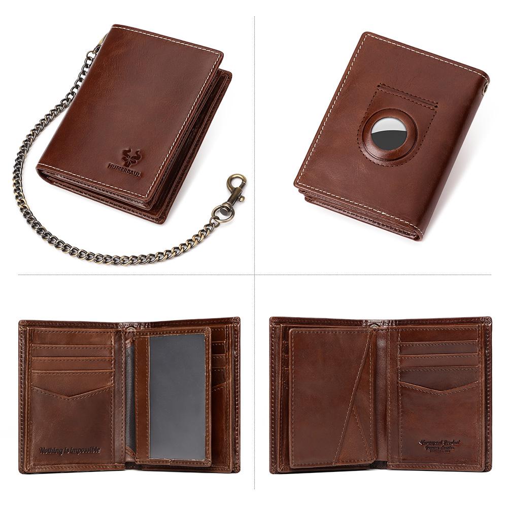 Humerpaul Genuine Leather Men Wallet Rfid Slim Card Holder with Anti-lost Pocket