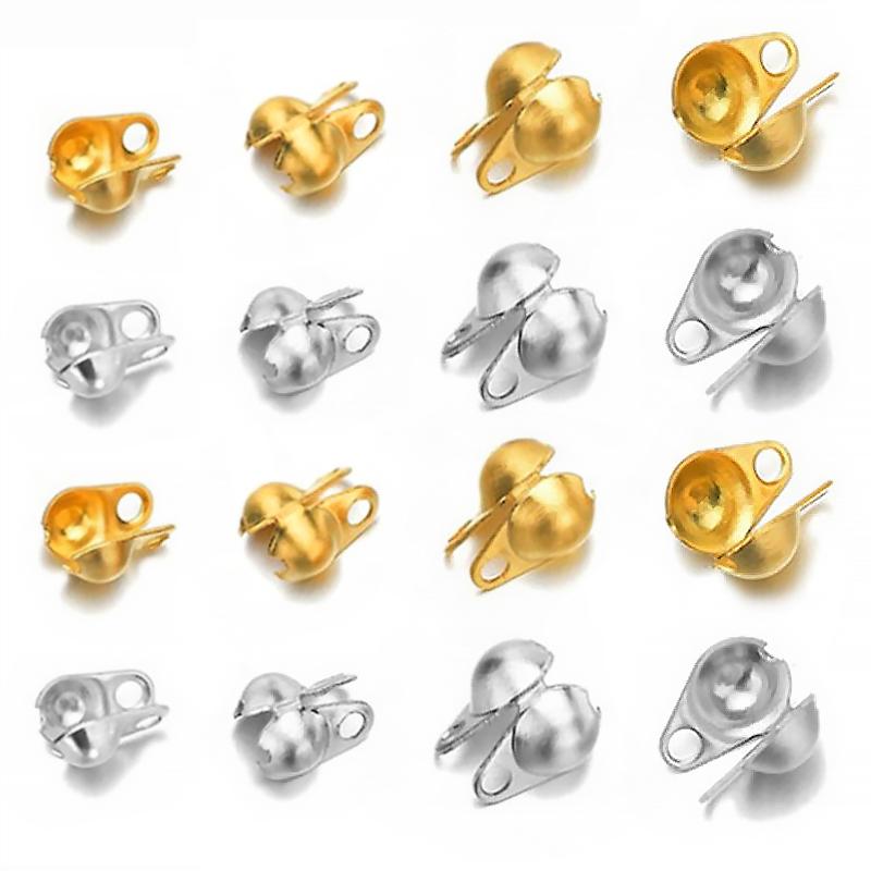 50pcs Stainless Steel Connector Clasp for Ball Chain Calotte End Crimps Beads Connector Components DIY Jewelry Making Supplies