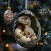 Christmas Ornament Acrylic Animal Egg Tree Pendant 2D Chicken Duck Turtle Eggshell Farm Decorations Holiday Gift for Family Friends