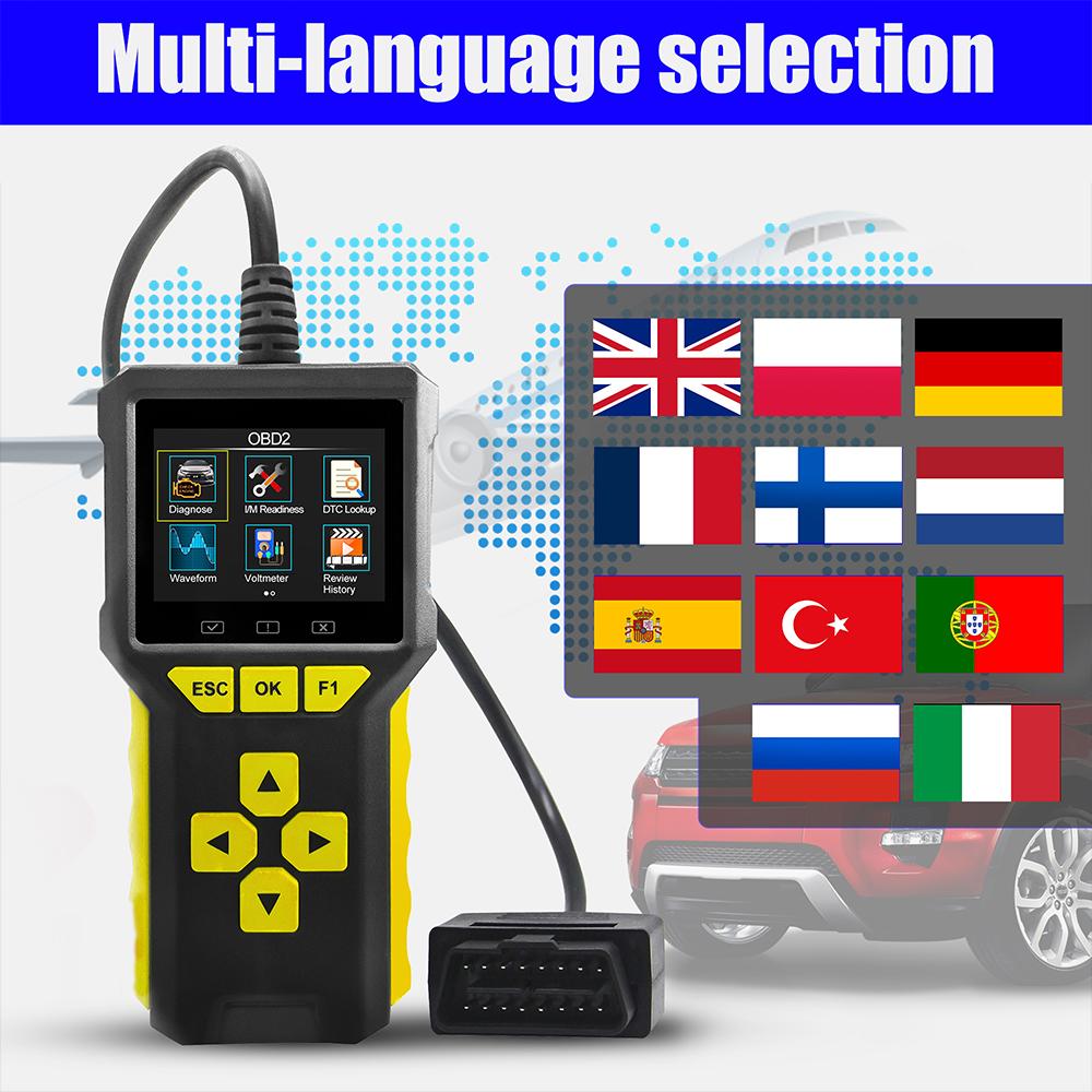 BT80 OBD2 автомобильный сканер диагностический инструмент Tnstrument 2 в 1 автомобильный тестер аккумулятора поддержка нескольких языков для 6 В 12 В 24 В транспортного средства