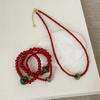 New Chinese Style Red Beaded Green Running Ring Elastic Rope Bracelet Necklace Women'S Light Luxury Fashion Versatile Bracelet Jewelry