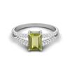 7X5MM Octagon Peridot Gemstone 925 Sterling Silver Solitaire Split Shank Women Wedding Ring