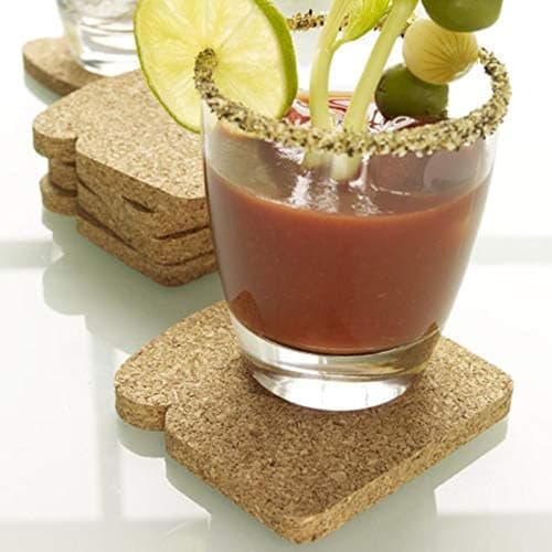 Stylish Bread-shaped Cork Toast Coasters, Wooden, 5mm Thick, 10cm Diameter, Toast-shaped, Pack of 8, Heat-resistant, Non-slip, Cork Coasters for Drink