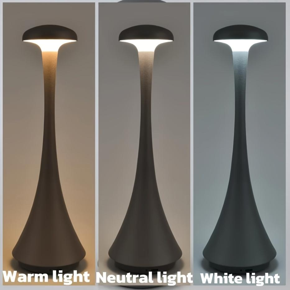 Перезаряжаемая настольная лампа, Бесступенчатая регулировка яркости, Современная настольная лампа с сенсорным управлением - 3 цвета (Прохладный/Естественный/Теплый), Настольная лампа для спальни для украшения дома