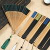 Carved Handle Chinese Fan Handhold Dance Fan Home Decoration Bamboo Folding Fan  Gift