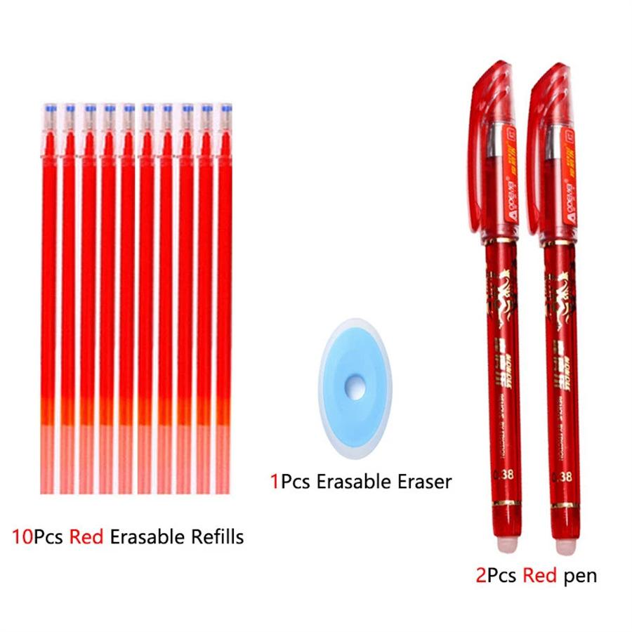 12/13PCS Erasable Gel Pen Set Ballpoint Pens Rod 0.5mm Pen Refills Washable Handle Writing Stationery for School Office Supplies