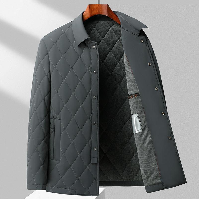 Осенне-зимняя куртка из шелковицы с подкладкой и лацканами для среднего возраста, легкая повседневная одежда с хлопковой подкладкой, теплая куртка