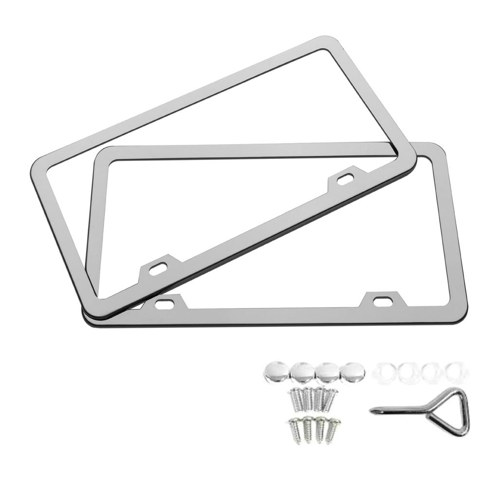Рамки для номерных знаков, 2 шт., держатель без препятствий, нержавеющая сталь, передний монтажный комплект, автомобильный аксессуар