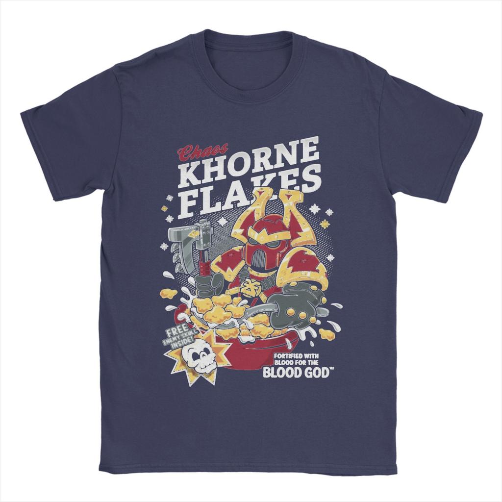 Chaos Khorne Flakes Merch Футболки унисекс Хлопковая футболка Графический принт W-Warhammered 40k Футболка Одежда