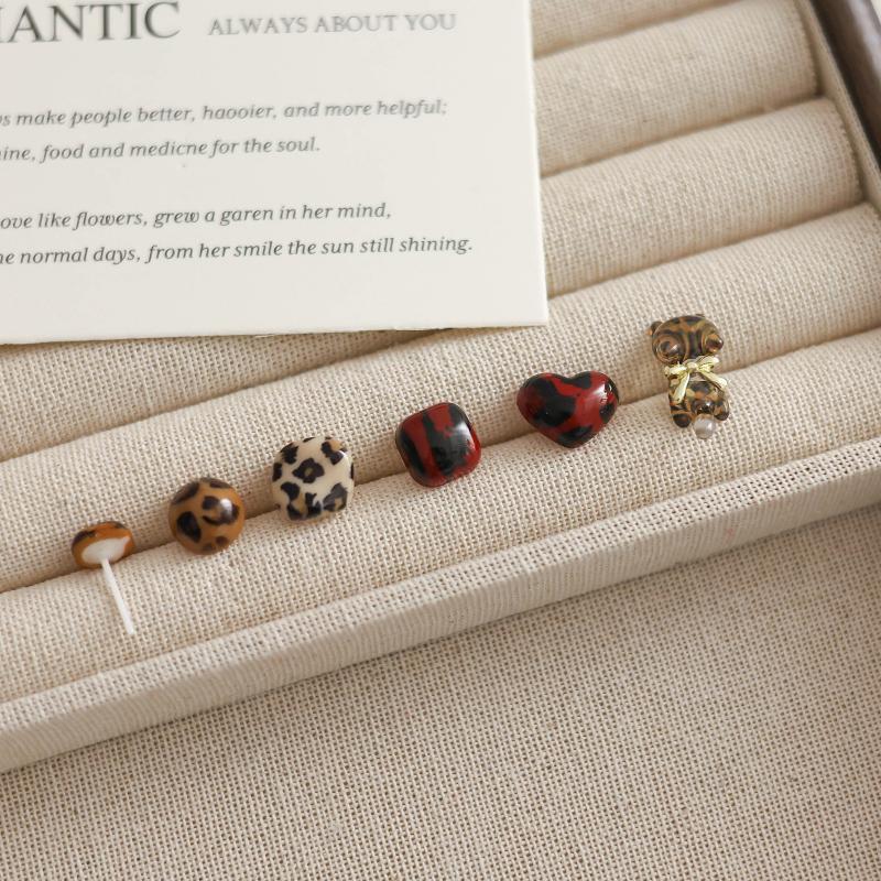1Pair Heart Square Creativity Stud Earrings For Women Allergy Prevention Piercing Ear Hole Fashion Jewelry