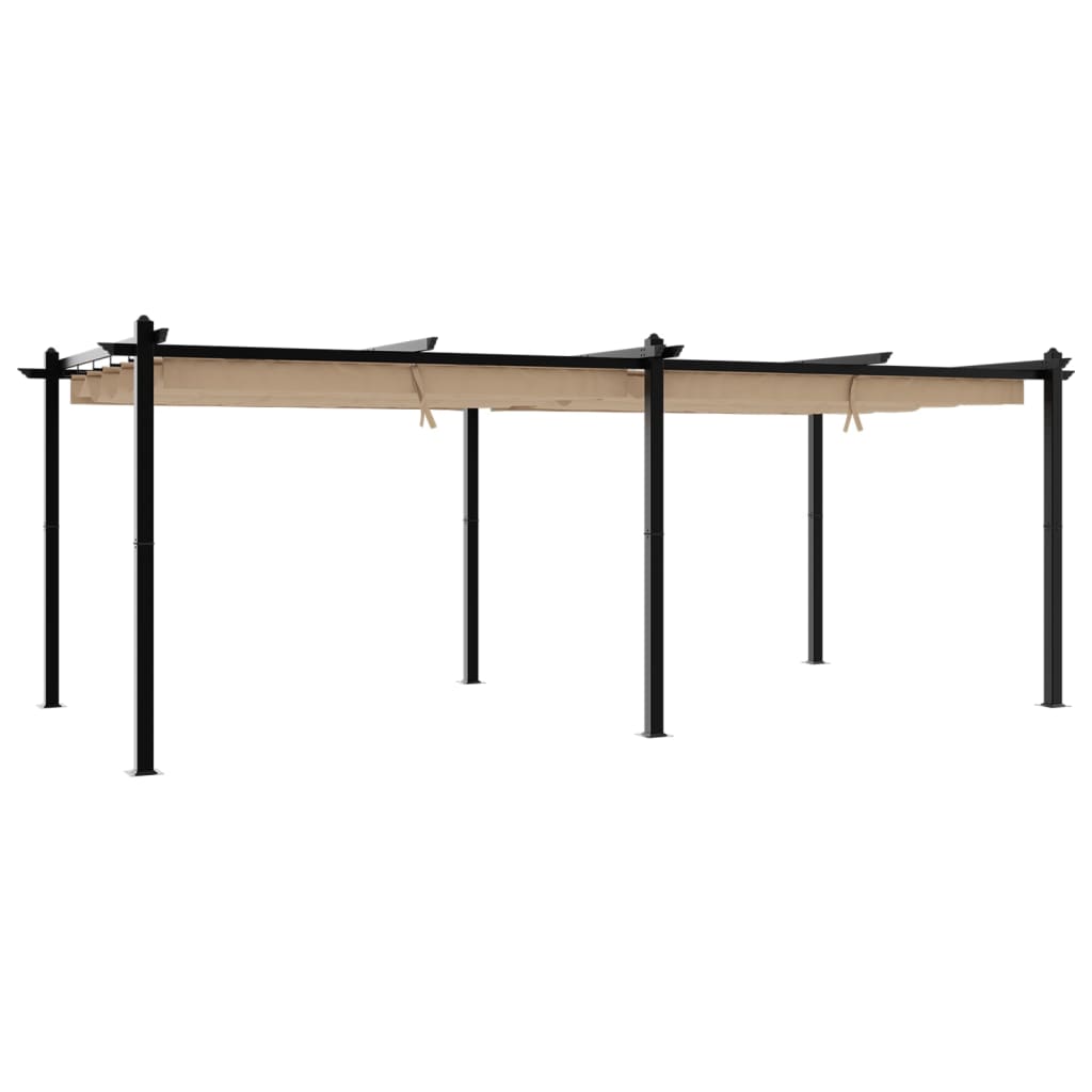 Garden Pavilion with Extendable Roof Taupe 3x6 m Aluminum