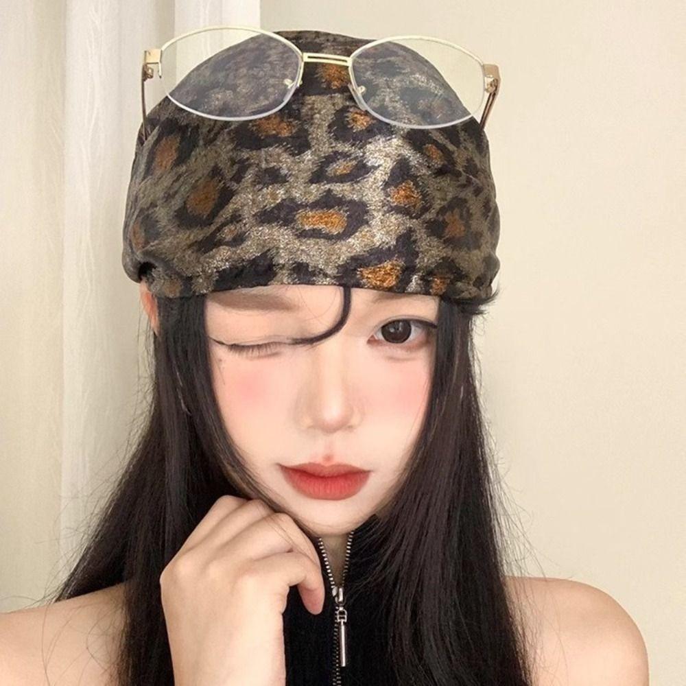 Звездный леопардовый платок-бандана, универсальный, в стиле панк, изысканный тюрбан с принтом Y2k, для отпуска