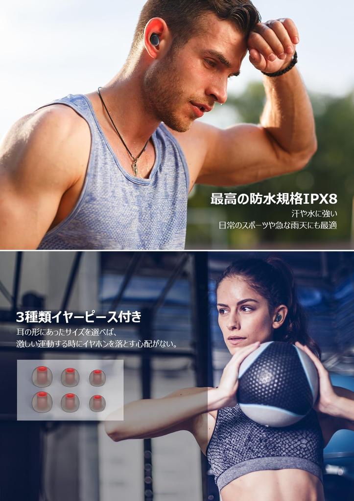 Kebruma Wireless Earphones Bluetooth IPX8 Waterproof Equipped with Noise Canceling Earphones 8 Hours of Up To 40 Hours of Continuous Playback Fast