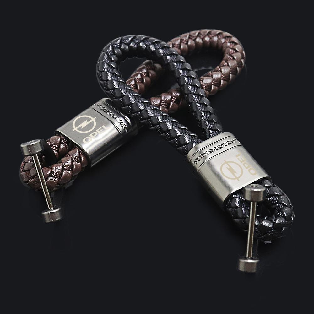 AAAJL1 Leather Rope KeyChain Hand Woven Horseshoe Buckle Key Ring Car Key Rings For opel astra g h j insignia zafira corsa d c vivaro z