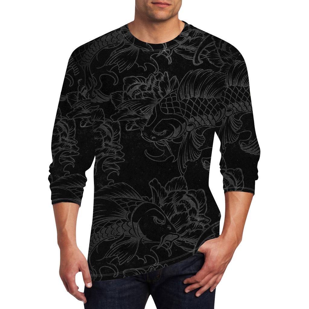 Men's T Shirt O-Neck Clothing Apparel Outdoor Long Sleeve Print Fashion Designer Vintage