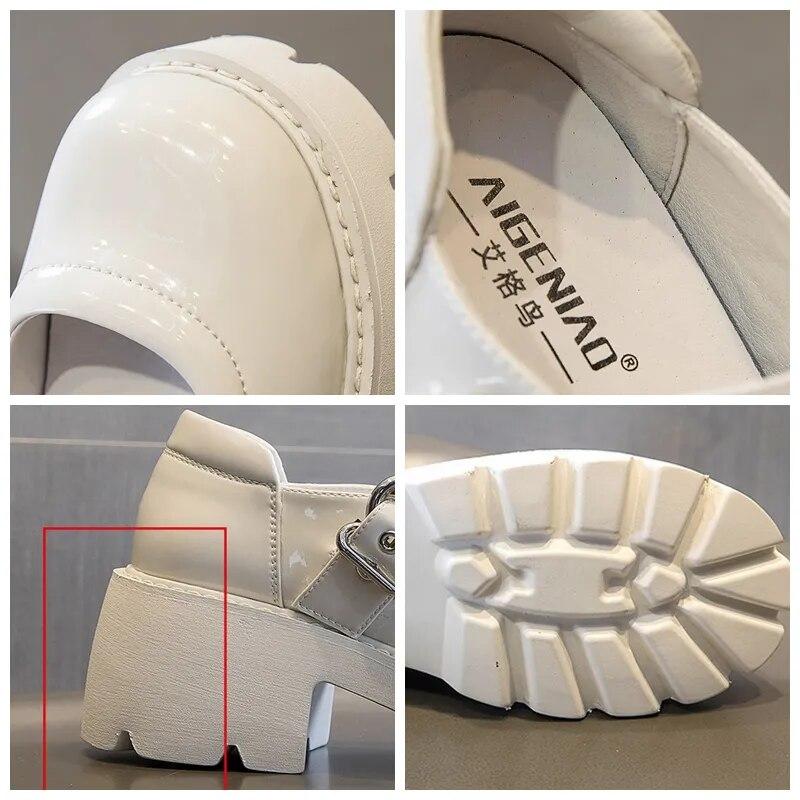 Fujin 7 см из лакированной натуральной кожи, летние женские модные туфли на платформе с пряжкой, удобные туфли для девочек в консервативном стиле, туфли Мэри Джейн в стиле Лолиты для девочек