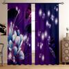 Floral Butterfly Symmetrical Printed Curtains, Decorative Curtains, Suitable for Bedroom, Living Room, Kitchen, Study Room,