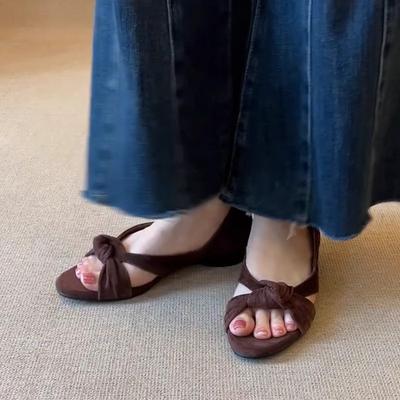 Мода Лето Винтаж Открытый Носок Женские Сандалии Элегантная Обувь на Низком Каблуке Дамские Уличные Гладиаторские Плоские Сандалии