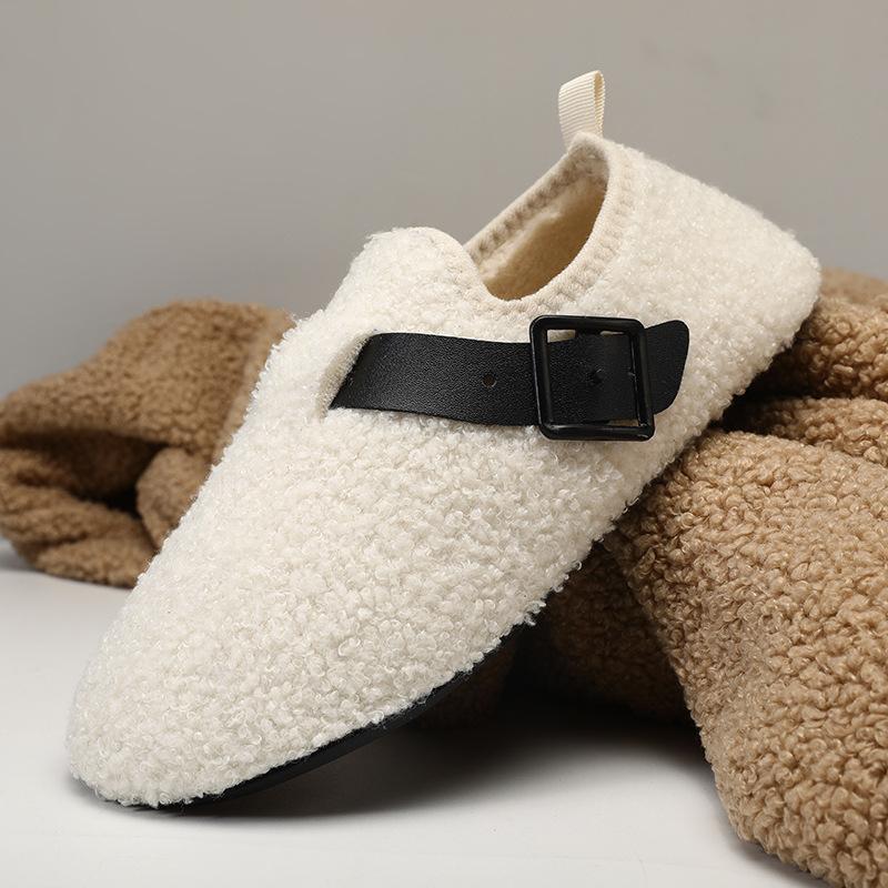 Новые хлопковые туфли на мягкой подошве из овечьей шерсти, повседневные уличные, с начесом, утолщенные, теплые туфли-бини, пушистые туфли