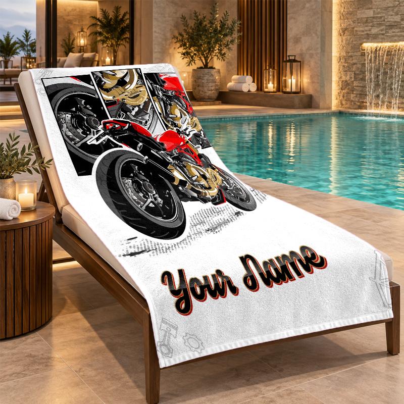 Custom Name Ducati Corse Beach Towel Personalized Text Soft Towel Swimming Travel Bath Gift