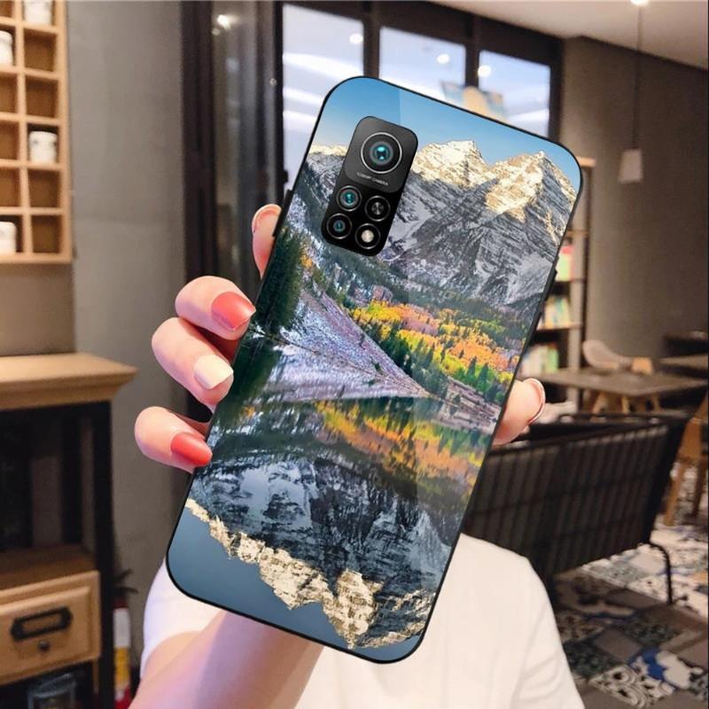 Чехол для телефона «Дерево, лес, гора» для Xiaomi 12 11T 10 9 Redmi Note 11 10 10S Pro Redmi 9 9A 8, черный стеклянный чехол для телефона из поликарбоната