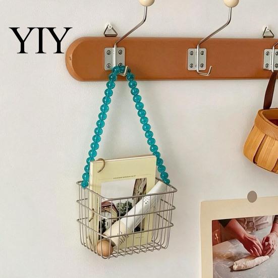 Hollow Grid Organizer Stainless Steel Storage Basket, Desktop And Wall Mount Placement Wire Bin Organizer, Breathable Metal for Kitchen Pantry