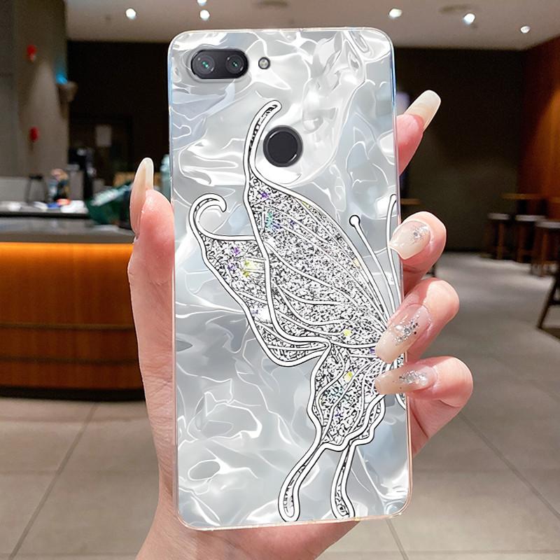 Phone Case For Xiaomi Mi 8 Lite Butterfly Bow Protective Casing Transparent Funda Shockproof Capa Shell Soft Silicone TPU Cover