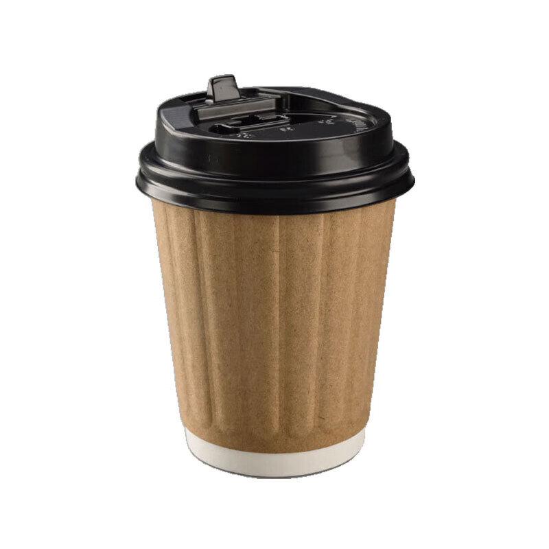 Homeglen 8oz Kraft Paper Disposable Coffee Cups with Lids (100 Sets)